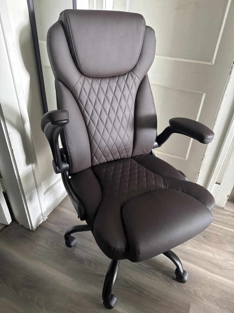 view of unboxed executive big and tall leather office chair canada tried and tested for several week unboxing purchased package arrival at home testing experience