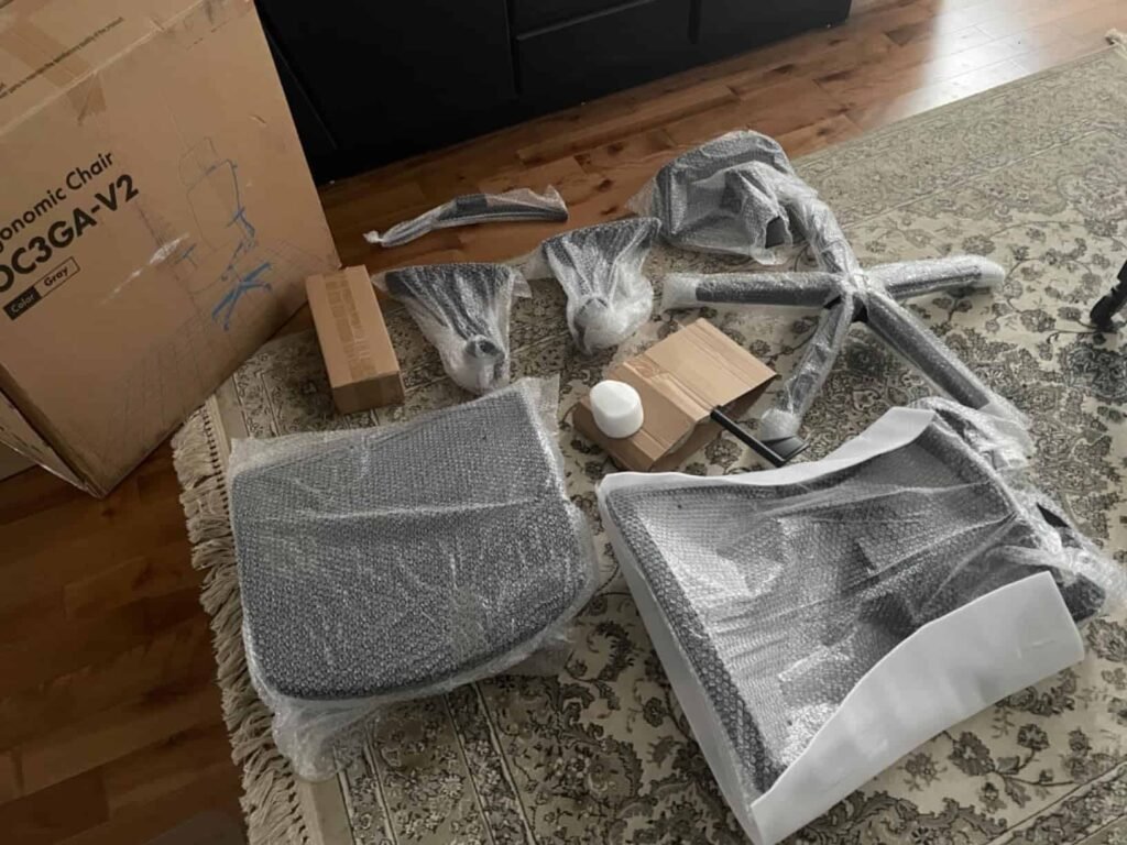 view of unboxed flexispot chair for back pain canada tried and tested for several week unboxing purchased package arrival at home testing experience