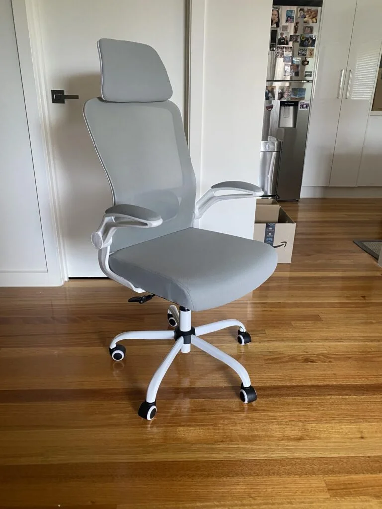 view of unboxed mimoglad chair office chair under $200 canada tried and tested for several week unboxing purchased package arrival at home testing experience 768x1024