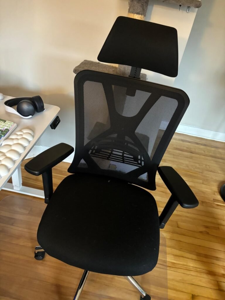 view of unboxed ticova budget ergonomic chair canada tried and tested for several week unboxing purchased package arrival at home testing experience 768x1024